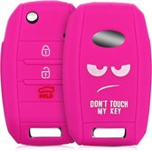 kwmobile autosleutel hoesje voor Kia 3-4-knops autosleutel - Autosleutel behuizing in wit / roze - Don't Touch My Key design