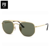PB Sunglasses - Bridge Gold Classic Large. - Gepolariseerd - Zonnebril heren en dames - Extra neusbrug - Goud metalen frame