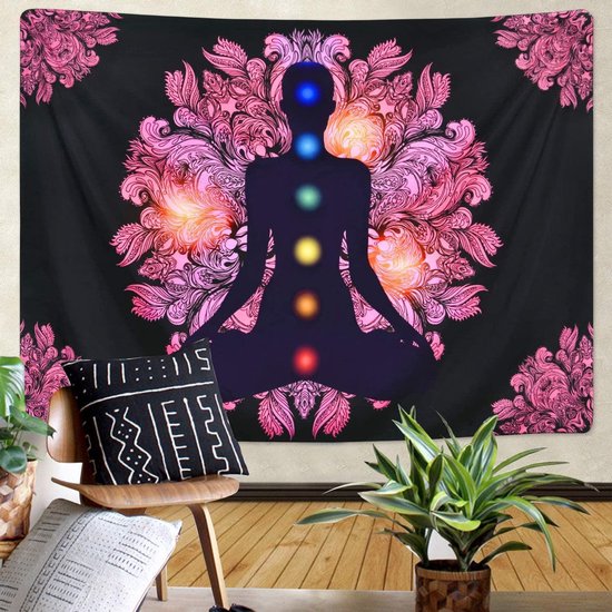 Wandkleed binnen - Wandtapijt - Chakra - Energie - Reiki - Mandala - Muurkleed - Wanddoek Stof - 200 x 150 cm - Wanddecoratie - Wandhanger - Muurhanger - Fotobehang - Poster - Ulticool - Decoratie - Woonkamer - Slaapkamer