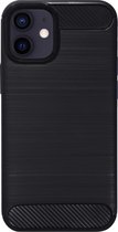BMAX Carbon soft case hoesje geschikt voor Apple iPhone 12 Mini / Soft cover / Telefoonhoesje / Beschermhoesje / Telefoonbescherming - Zwart