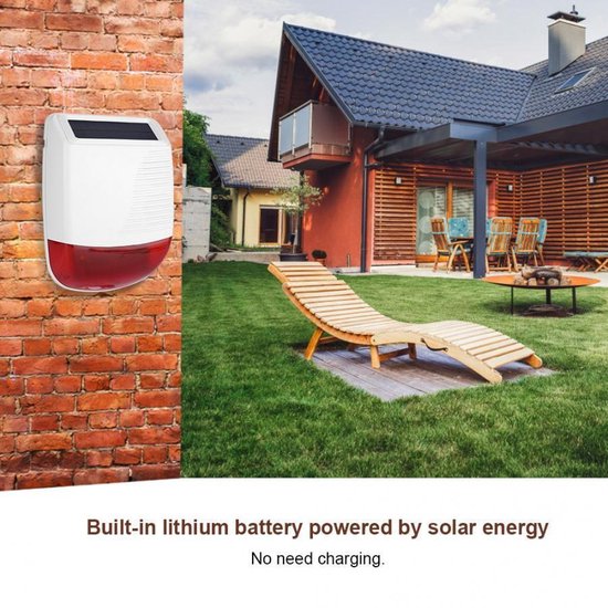 Draadloze Buiten Sirene Alarm - Zonne-energie licht geluid - Voor GSM