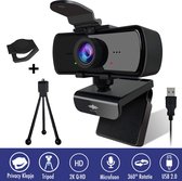 Webcam - 4 MP - Webcam met Microfoon en Tripod! - 2K - 30FPS - 2560x1440 - Webcams - Webcam voor PC - Plug&Play - Webcam cover - Laptop Camera - Webcam voor Computer - USB 2.0 - We