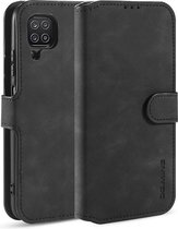 CaseMe - Samsung Galaxy A12 Hoesje - Met Magnetische Sluiting - Ming Serie - Leren Book Case - Zwart