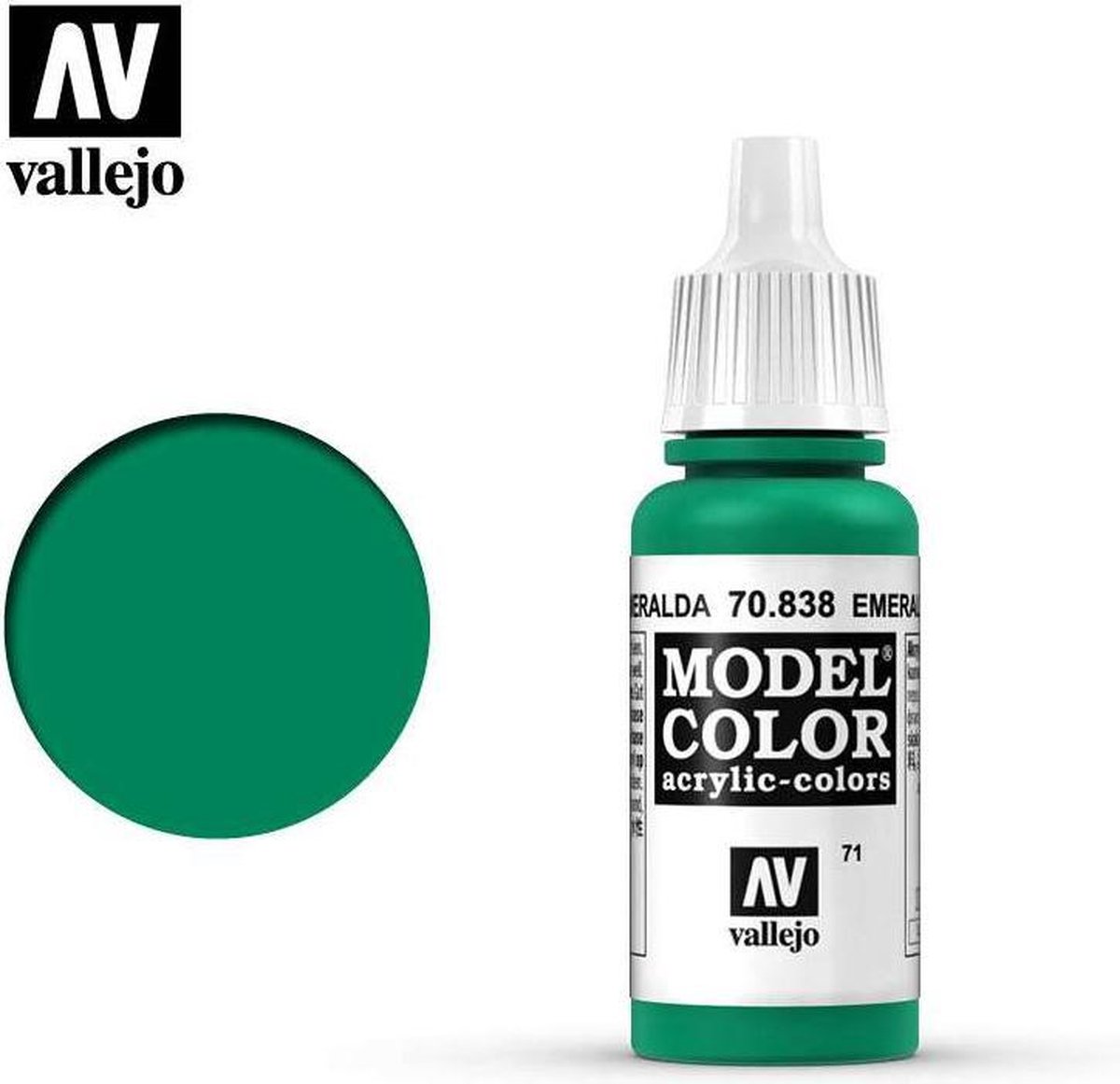 Vallejo Hobbyverf Acrylverf - 70838 Model Color Emerald - Acryl Verf flesje - 17 ml