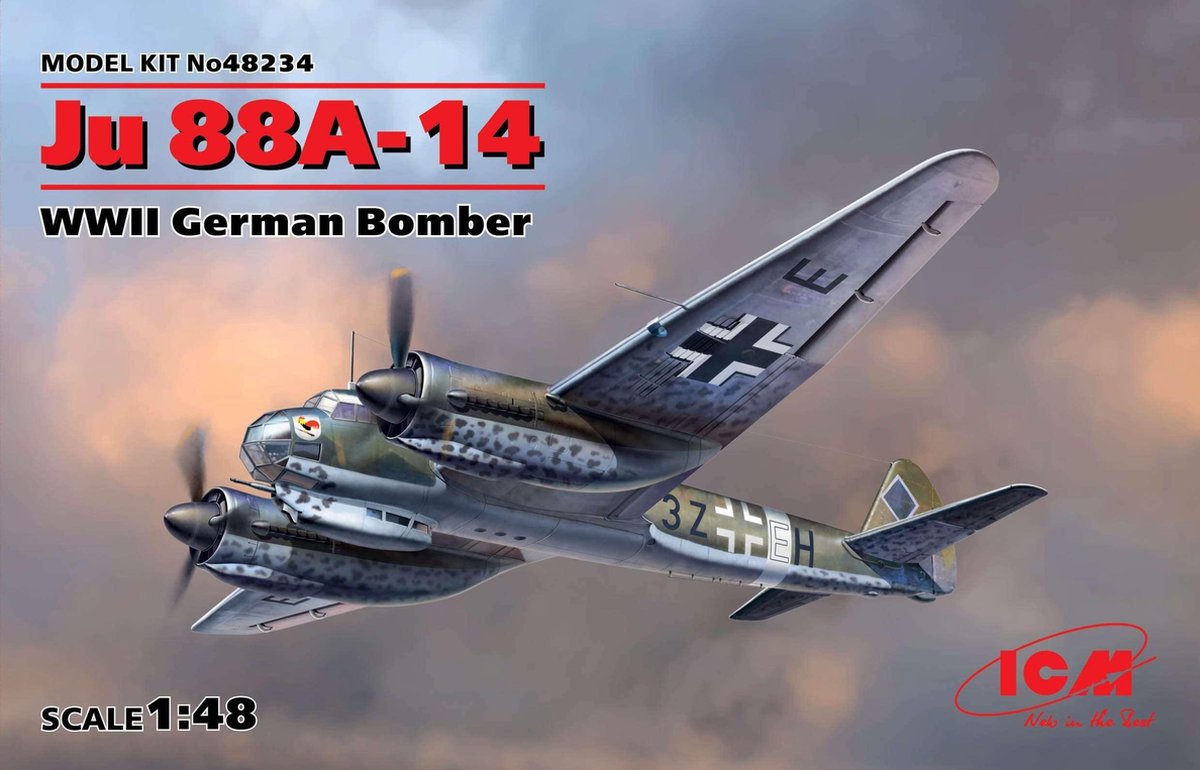 ICM Modelbouwpakket Militaire voertuigen - 48234 Ju 88A-14, WWII German Bomber Plastic - 1:48 - Modelbouw