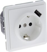 PEHA Standard contactdoos inbouw, 1-voudig, randaarde, USB polarwit