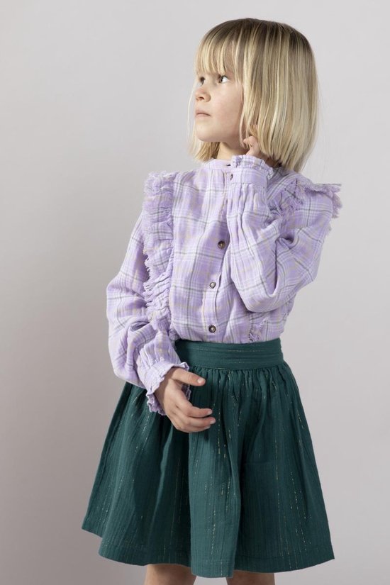 Sissy-Boy - Lichtpaarse ruitjes blouse met lange mouw en ruffles | bol.com