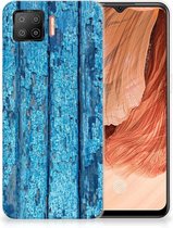 Backcase Siliconen Hoesje OPPO A73 4G Telefoonhoesje Wood Blue