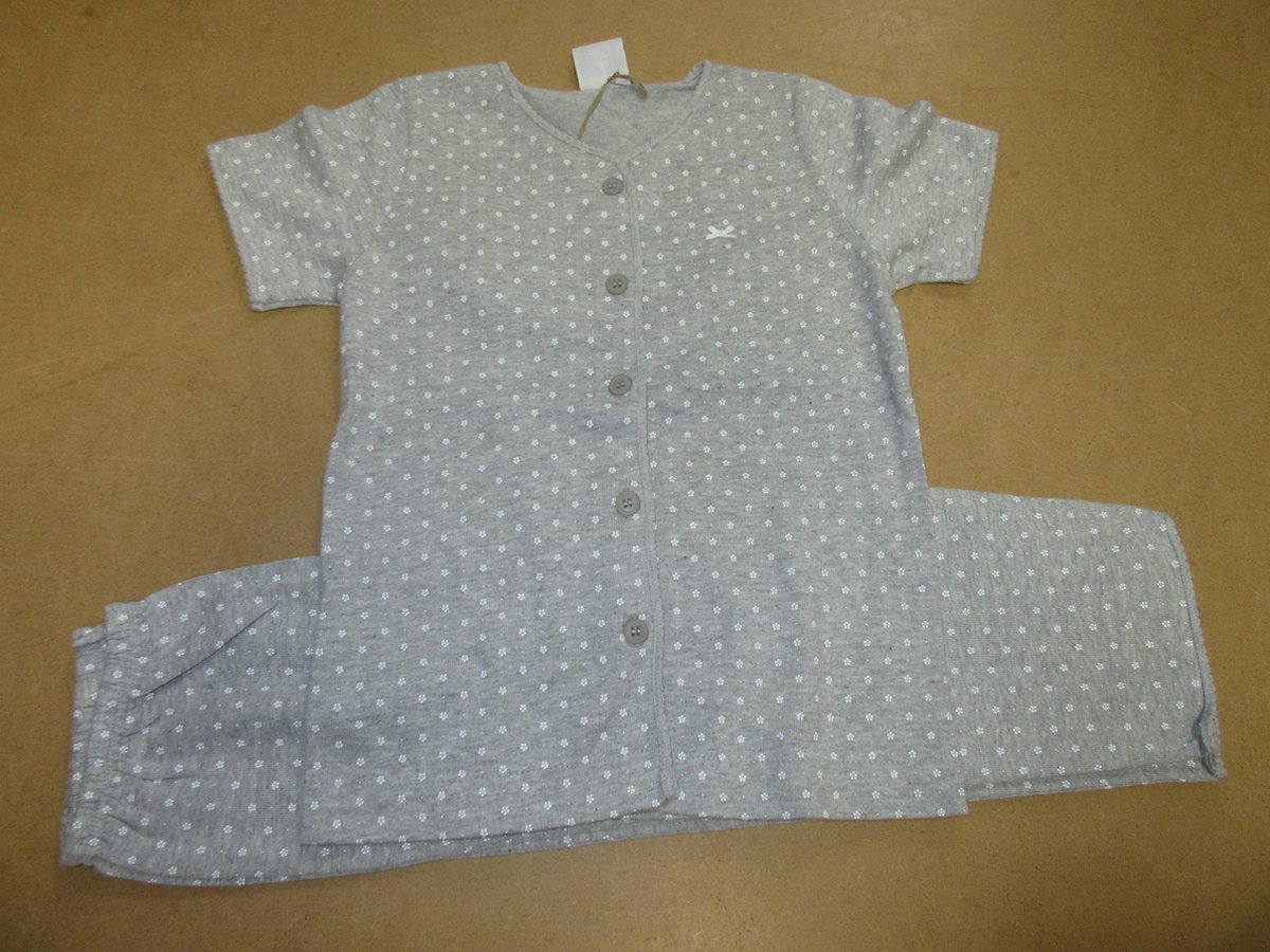 Petit Bateau  - Pyjama meisje -  Grijst met  bloempje -  6 jaar  114