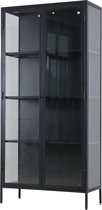 Kast staal zwart met tempered glas 90x40x190