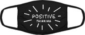 Positive thinking mondkapje | positief denken  | chillen | ontspannen | filosofie | grappig | gezichtsmasker | bescherming | bedrukt | logo | Zwart mondmasker van katoen, uitwasbaa