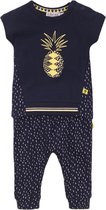 Dirkje - Girls 2 pce babysuit trousers Navy + aop + yellow - maat 68