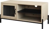 QUVIO Tv meubel / Tv dressoir / Tv kastje - Met deur en 2 legplanken - Hout en staal - 40 x 100 x 50 cm (lxbxh)