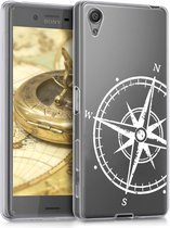 kwmobile telefoonhoesje voor Sony Xperia X - Hoesje voor smartphone in wit / transparant - Vintage Kompas design