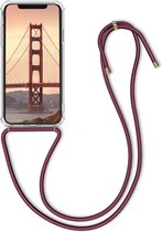 kwmobile telefoonhoesje compatibel met Apple iPhone XS - Hoesje met koord - Back cover in transparant / donkerrood