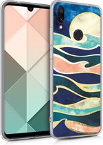 kwmobile telefoonhoesje voor Xiaomi Redmi Note 7 / Note 7 Pro - Hoesje voor smartphone in donkerblauw / koraal / goud - Glory Mix Golven design