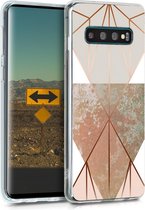 kwmobile telefoonhoesje voor Samsung Galaxy S10 - Hoesje voor smartphone in beige / ros�goud / wit - Geometrische Driehoeken design