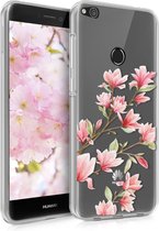 kwmobile telefoonhoesje voor Huawei P8 Lite (2017) - Hoesje voor smartphone in poederroze / wit / transparant - Magnolia design