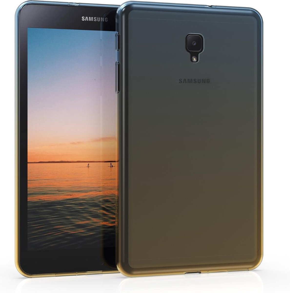 kwmobile hoes geschikt voor Samsung Galaxy Tab A 8.0 (2017) - siliconen beschermhoes voor tablet - Twee kleuren frame design - geel / blauw / transparant