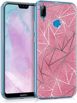 kwmobile telefoonhoesje voor Huawei P20 Lite - Hoesje voor smartphone in zilver / roze - Glitter Vlakken design