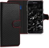 kwmobile telefoonhoesje voor Samsung Galaxy J7 (2017) DUOS - Hoesje met pasjeshouder in zwart / rood - Carbon design