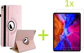 Geschikt voor Apple iPad Air 4 (2020) 10.9 inch Multi Stand Case - 360 Draaibaar Tablet hoesje - Tablethoes - Rosé Goud + 1x Screenprotector