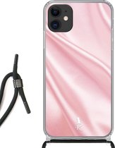 iPhone 11 hoesje met koord - Pink Satin