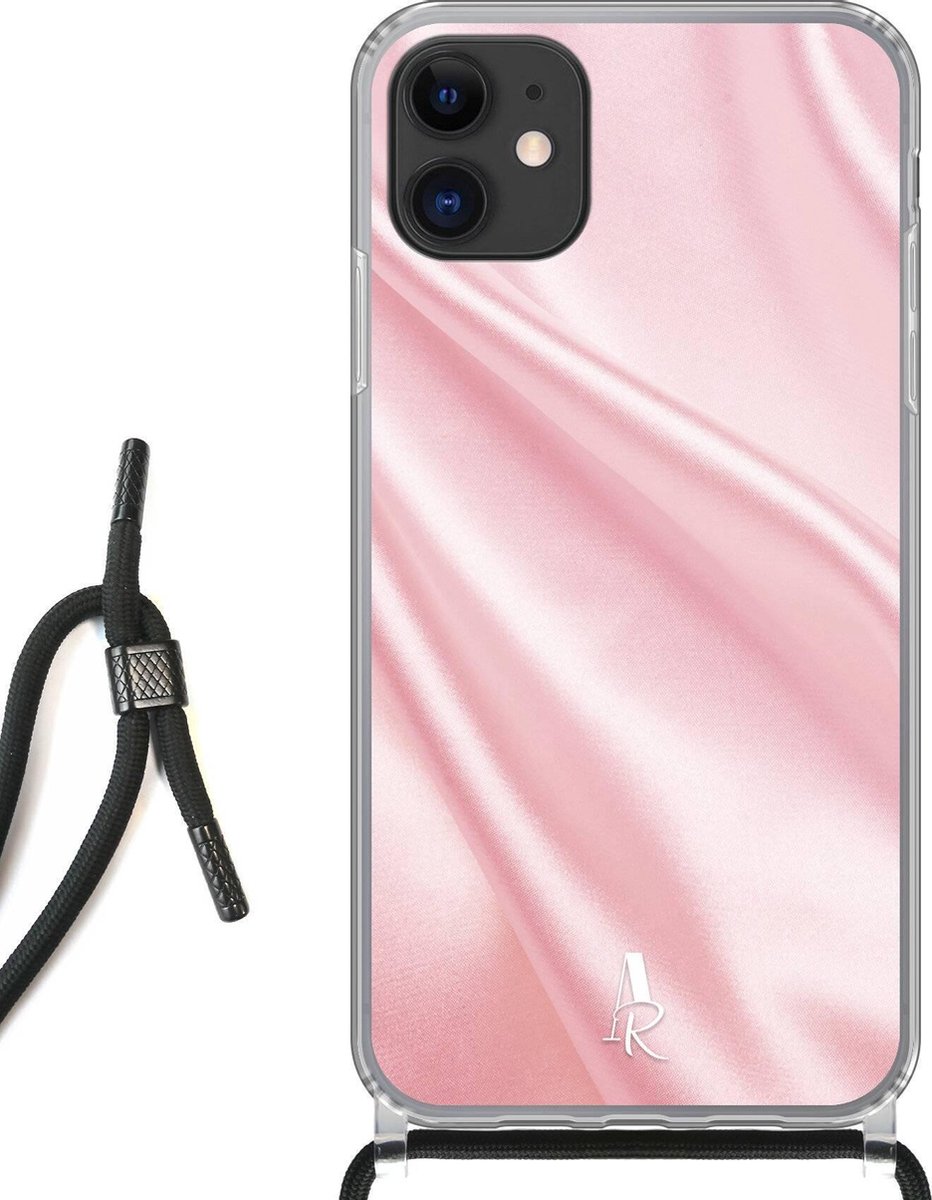 iPhone 11 hoesje met koord - Pink Satin