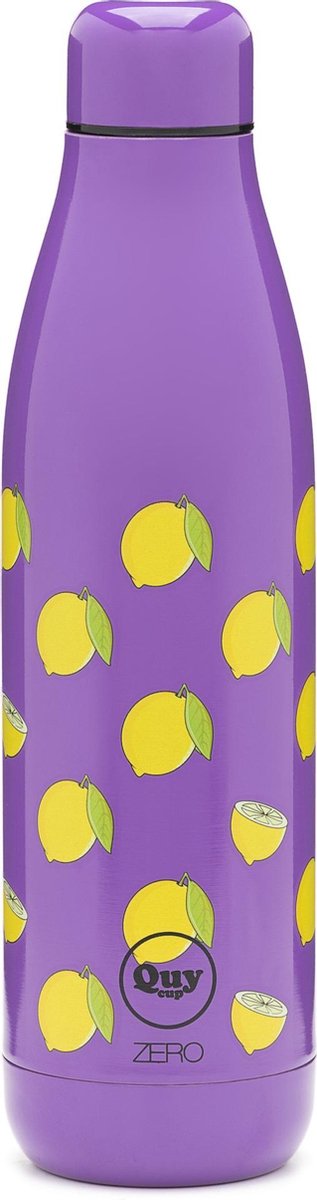 Quy Cup - 500ml Thermosfles “Limoni” Purper 12 uur heet 24 uur koud herbruikbaar RVS fles (304)