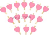 Houten mini knijper roze hart 10x decoratie knijpertje