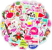 ProductGoods - 50 Stuks Flamingo's Stickers - Muur Decoratie - Koffer Decoratie - Laptop Decoratie - Koelkast Decoratie - Stickervellen - Flamingo's