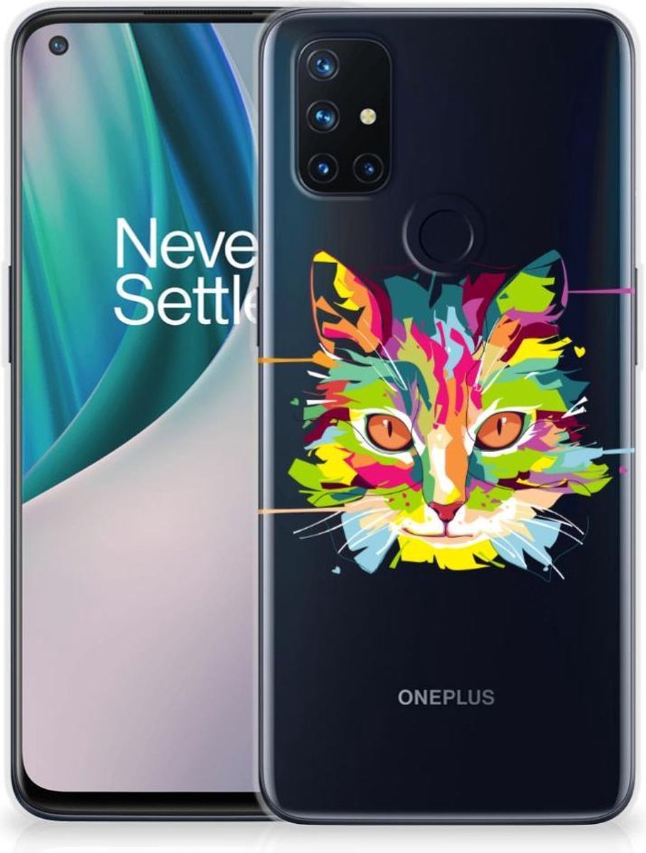 OnePlus Nord N10 5G Telefoonhoesje met Naam Cat Color