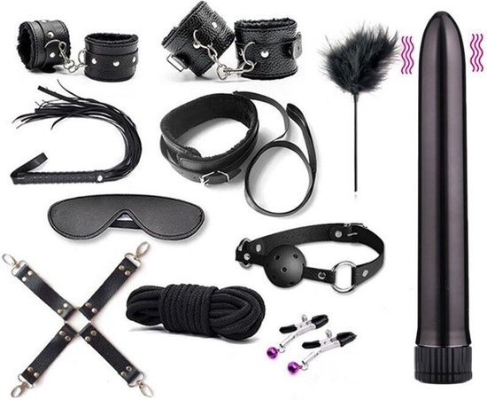 Ensemble BDSM de luxe avec vibrateur - 10 pièces - Point G - Jeu pour  adulte 