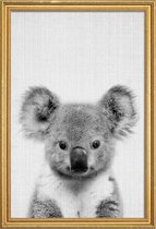 JUNIQE - Poster met houten lijst Koala zwart-wit foto -40x60 /Grijs &