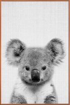 JUNIQE - Poster met kunststof lijst Koala zwart-wit foto -13x18 /Grijs