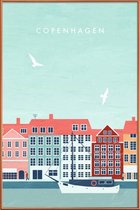 JUNIQE - Poster met kunststof lijst Kopenhagen - retro -60x90