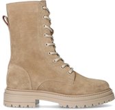 Manfield - Dames - Taupe suède veterboots - Maat 38