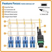 Tripp-Lite N390-03M-8LC-AP MTP/MPO (APC) to 8xLC (UPC) Singlemode Breakout Patch Cable, 40/100 GbE, QSFP+ 40GBASE-PLR4, Plenum, Yellow, 3 m (10 ft.) TrippLite