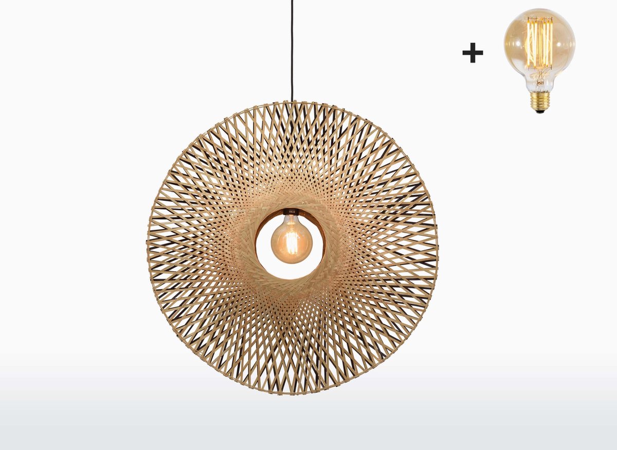 Hanglamp - KALIMANTAN - Bamboe - Verticaal - Small (44x12cm) - Met LED-lamp