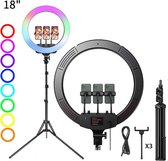 18 inch Ringlamp met Statief - RGB Ringlamp - 195 cm hoog  - TikTok lamp - Ringlampen - Instagram - Professionele ringlamp