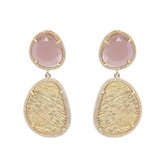 Viva Jewellery - oorstekers - goudkleurig met bruine steen