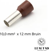 Adereindhuls 10,0 mm x 12 mm² bruin 100 stuks | Ferrule | Draadhuls | Adereindhulzen | Eindverbinder