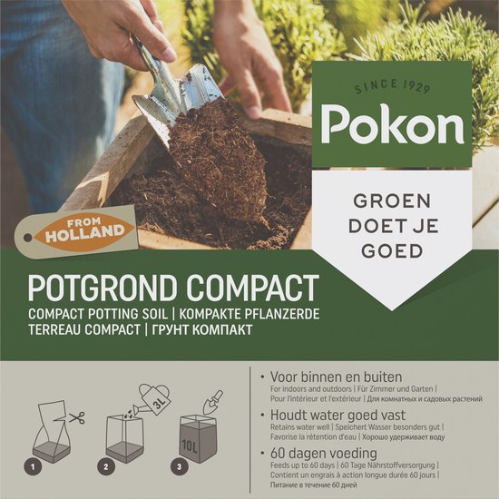 Pokon Potgrond Compact - Kokos aarde voor binnen- en buitenplanten - 10l