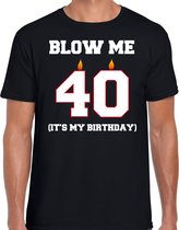 40 jaar cadeau t-shirt blow me its my birthday - zwart - heren - 40ste verjaardag kado 2XL