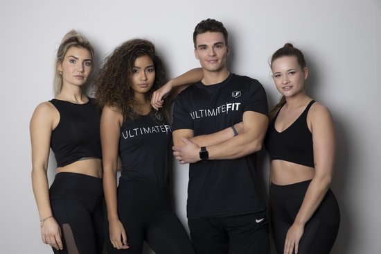 Ultimate Fit - slim fit sport shirt met opdruk Ultimate Fit en Be  stronger than