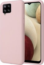 Samsung Galaxy A12 Hoesje - Matte Back Cover Microvezel Siliconen Case Hoes Roze