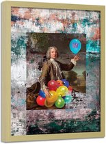 Foto in frame , Barok Rococo met ballonnen ,Historisch Tafereel ,70x100cm , Multikleur , wanddecoratie