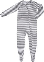 Corazon Biologische Kinderpyjama Onesie grijs met witte streep- Maat 104/110