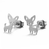 Fako Bijoux® - Oorbellen - Steker - RVS - Stainless Steel - Chihuahua - Zilverkleurig