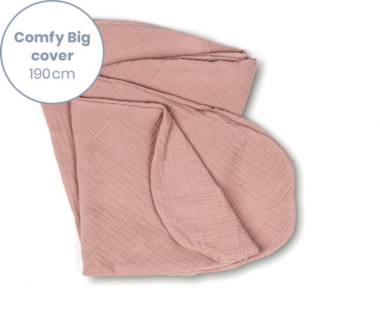 Doomoo Basics Cover - Hoes voor Voedingskussen Comfy Big - Biokatoen - 190cm - Tetra Pink